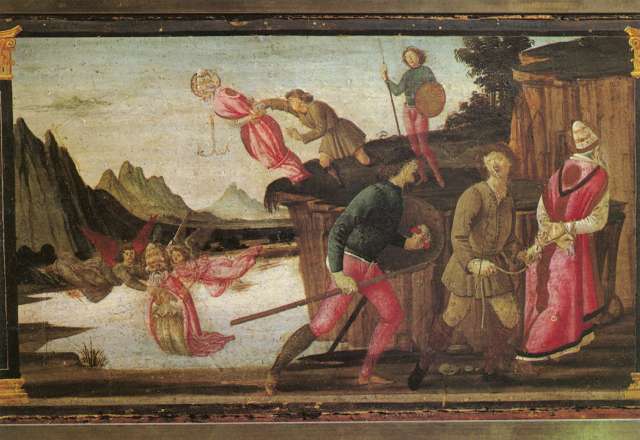 Anonimo — Lucca - S. Martino. Bottega del Ghirlandaio - Bartolomeo di Giovanni. S. Clemente gettato in mare per ordine di Traiano (Sec. XV-XVI). — particolare
